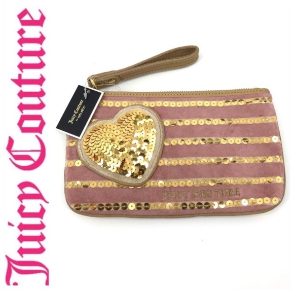 Juicy Couture Handbags - 💕SALE NWT Juicy Couture Pink Gold Sequin Wristlet